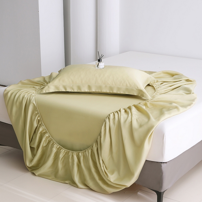 91家纺网 家纺一手货源 找家纺 寝柔2025春夏新款50S纯色天丝床笠单件席梦思床垫棕垫保护套凉感（有质检报告） 芥子黄