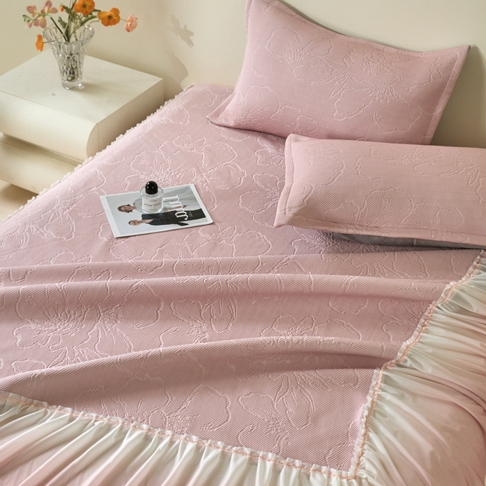 91家纺网 家纺一手货源 找家纺 （总）卡初家居（原微来） 2025新款乙纶冰豆豆渐变色床裙款凉席席子