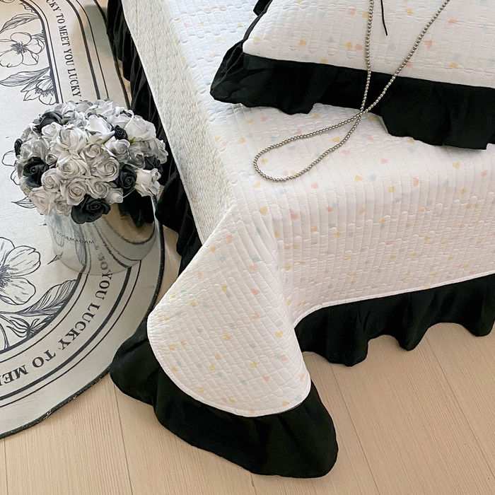 91家纺网 家纺一手货源 找家纺 （总）老k2025新款亲肤舒适水洗棉花边床盖三件套