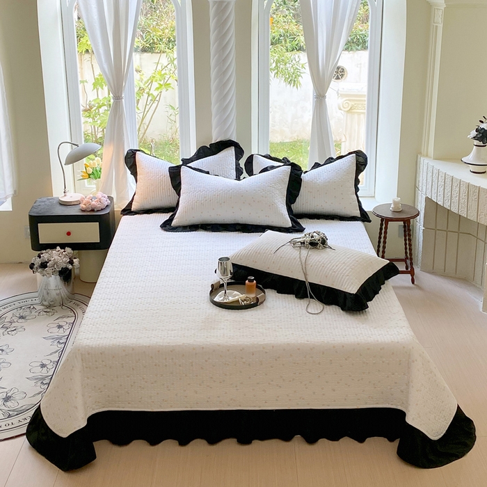 91家纺网 家纺一手货源 找家纺 （总）老k2025新款亲肤舒适水洗棉花边床盖三件套