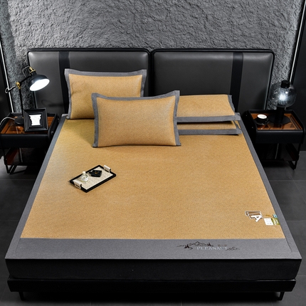 小牛席业 2025新款3D刺绣印尼藤系列-雪山刺绣款【加厚10斤重】 黄色