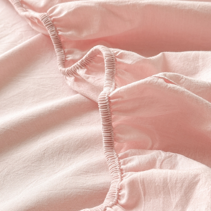 91家纺网 家纺一手货源 找家纺 丽涵家纺 丽涵新品 全棉色织水洗棉单品床笠-床笠三件套 蜜桃粉