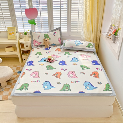 星座家纺 2025新款复合提花凉感丝凉席三件套平铺款 七彩龙