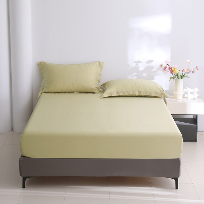 91家纺网 家纺一手货源 找家纺 寝柔2025春夏新款50S纯色天丝床笠单件席梦思床垫棕垫保护套凉感（有质检报告） 芥子黄