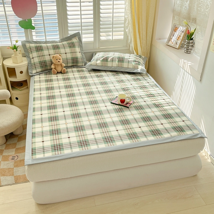 91家纺网 家纺一手货源 找家纺 星座家纺 2025新款复合提花凉感丝凉席三件套平铺款 水木年华