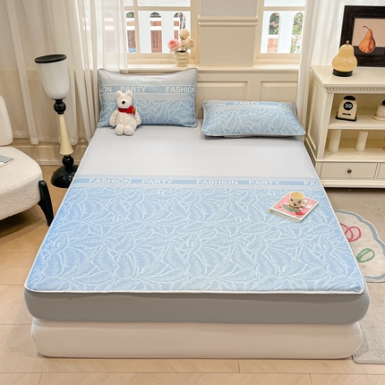 91家纺网 家纺一手货源 找家纺 （总）星座家纺 2025新款复合提花凉感丝凉席三件套床笠款