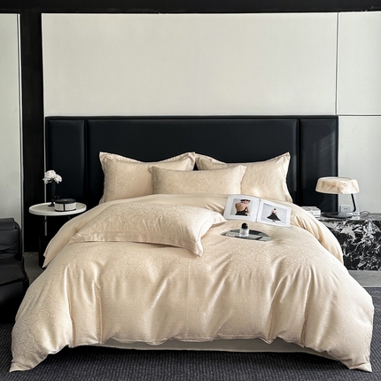 91家纺网 家纺一手货源 找家纺 （总） 慕晨 2025新款莱赛尔提花四件套高级简奢款天丝4件套直播热款