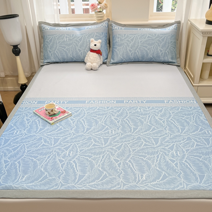 91家纺网 家纺一手货源 找家纺 （总）星座家纺 2025新款复合提花凉感丝凉席三件套平铺款