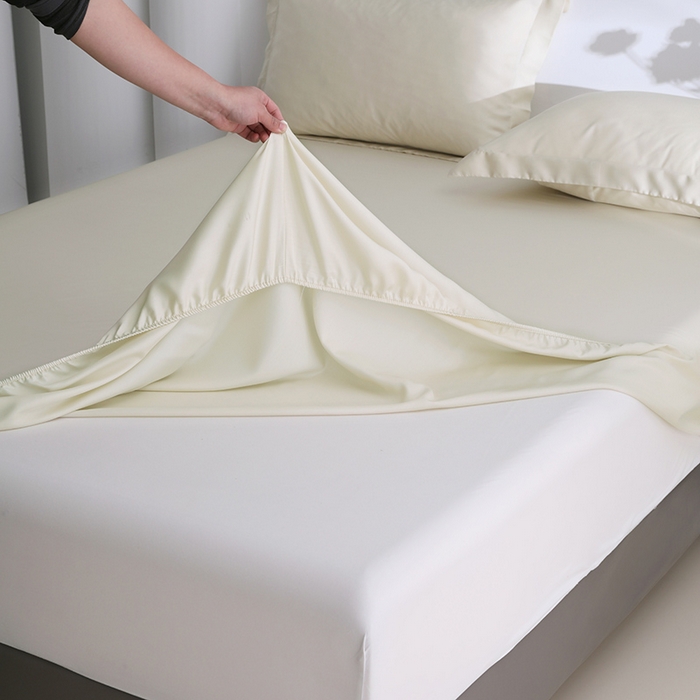 91家纺网 家纺一手货源 找家纺 寝柔2025春夏新款50S纯色天丝床笠单件席梦思床垫棕垫保护套凉感（有质检报告） 仙米色