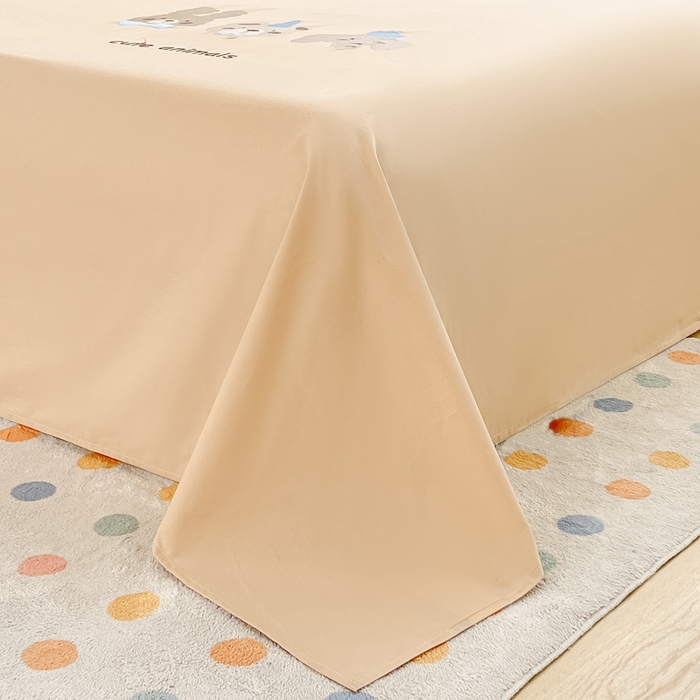 91家纺网 家纺一手货源 找家纺 曼町家居 2025春夏新款40支全棉纯棉水洗棉刺绣四件套 元气星喵-浅纱色