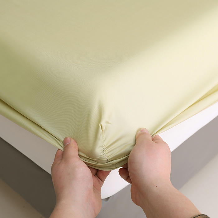 91家纺网 家纺一手货源 找家纺 寝柔2025春夏新款50S纯色天丝床笠单件席梦思床垫棕垫保护套凉感（有质检报告） 芥子黄