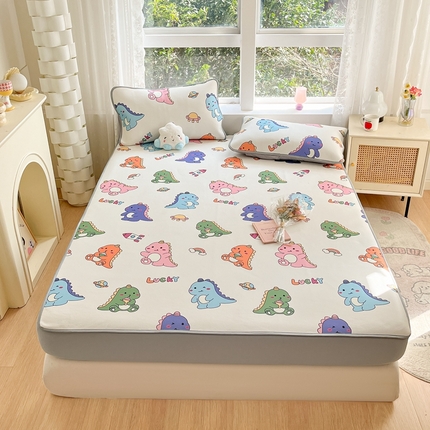 星座家纺 2025新款复合提花凉感丝凉席三件套床笠款 七彩龙-床笠款