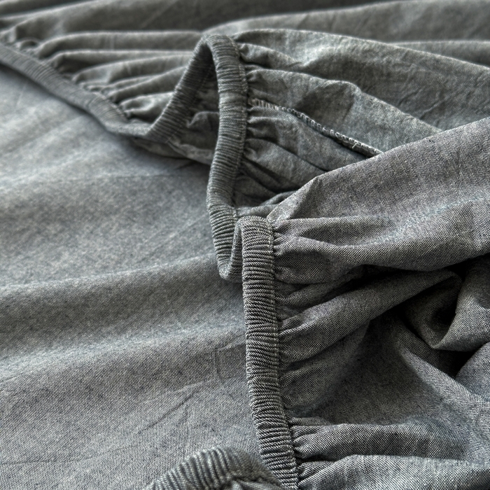 91家纺网 家纺一手货源 找家纺 丽涵家纺 丽涵新品 全棉色织水洗棉单品床笠-床笠三件套 深灰色