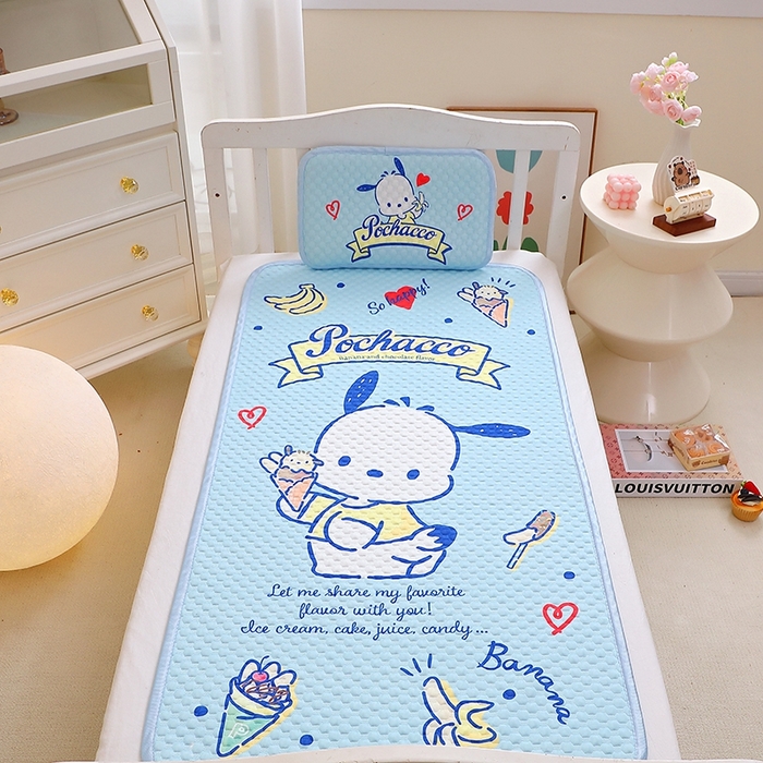 91家纺网 家纺一手货源 找家纺 2025新款3D凉豆豆大版三丽鸥正版授权儿童凉席夏被三件套 凉豆豆 帕恰狗