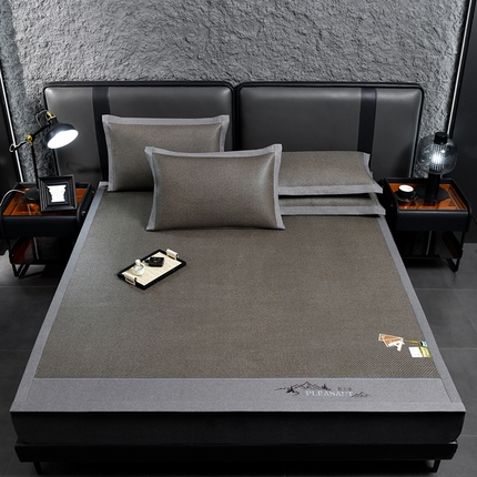 小牛席业 2025新款3D刺绣印尼藤系列-雪山刺绣款【加厚10斤重】 浅咖