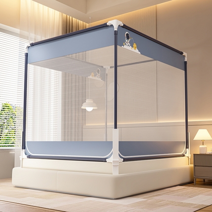 海虹蚊帐 2025新款高级围栏2302款升级加粗压脚支架全底外穿杆防摔坐床蚊帐 太空人