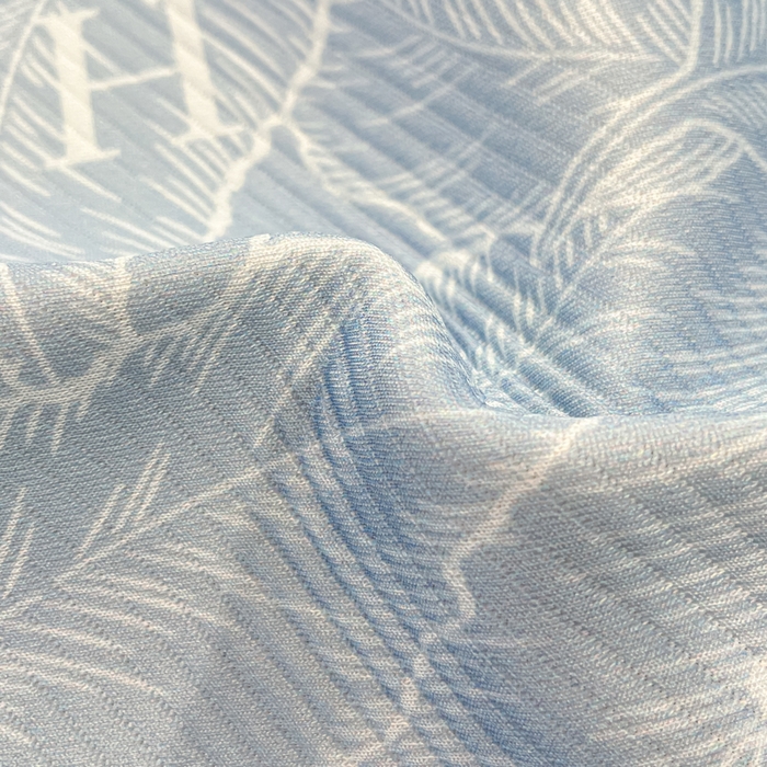 91家纺网 家纺一手货源 找家纺 星座家纺 2025新款复合提花凉感丝凉席三件套床笠款 叶之语-蓝 床笠款