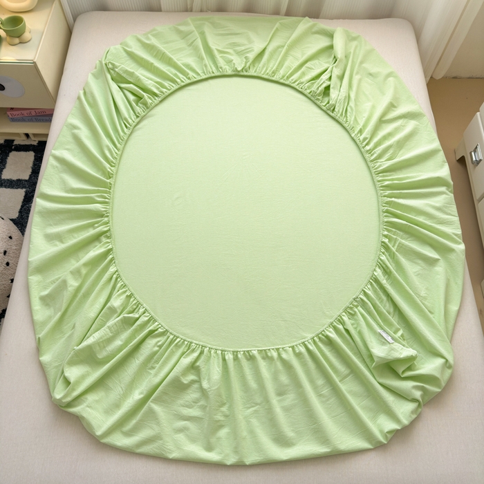 91家纺网 家纺一手货源 找家纺 丽涵家纺 丽涵新品 全棉色织水洗棉单品床笠-床笠三件套 糖果绿