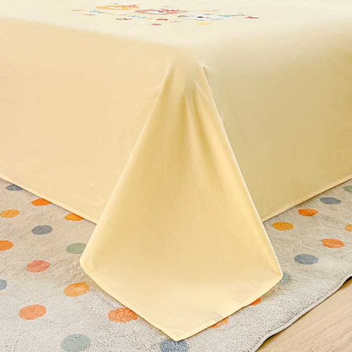 91家纺网 家纺一手货源 找家纺 曼町家居 2025春夏新款40支全棉纯棉水洗棉刺绣四件套 萌趣熊抱-奶油黄