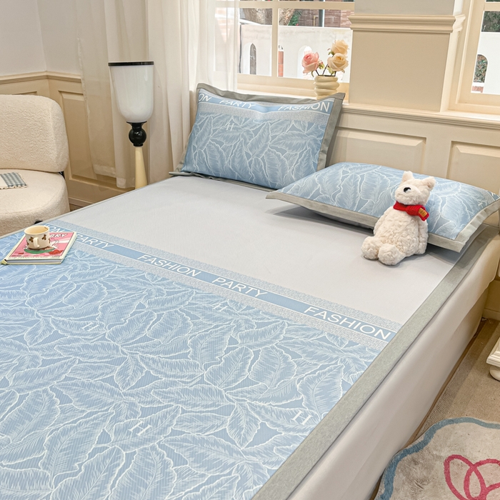 91家纺网 家纺一手货源 找家纺 （总）星座家纺 2025新款复合提花凉感丝凉席三件套平铺款