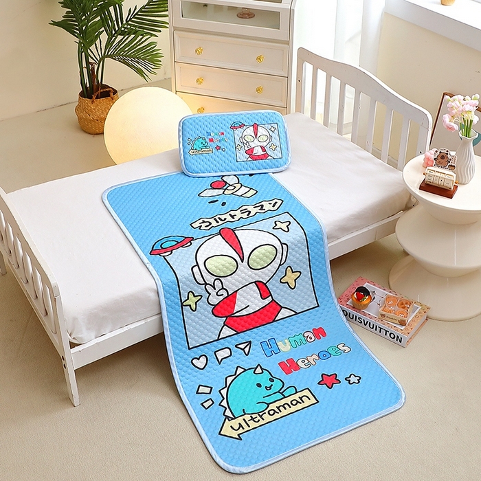 91家纺网 家纺一手货源 找家纺 八零年代  2025新款3D凉豆豆大版卡通儿童凉席夏被三件套冰豆豆凉席 凉豆豆凹凸曼