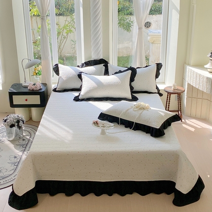 91家纺网 家纺一手货源 找家纺 （总）老k2025新款亲肤舒适水洗棉花边床盖三件套