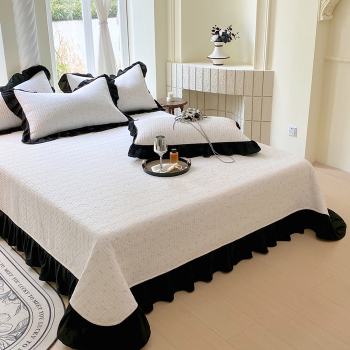 91家纺网 家纺一手货源 找家纺 （总）老k2025新款亲肤舒适水洗棉花边床盖三件套