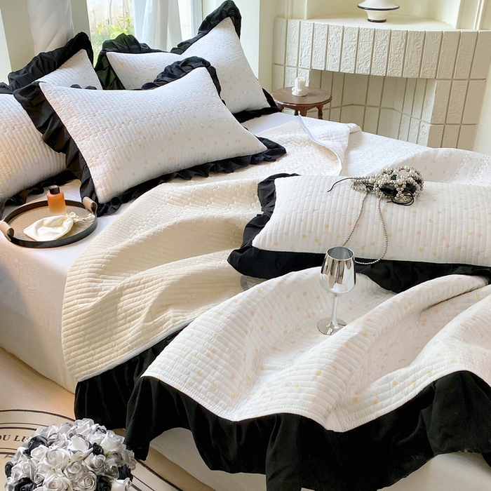 91家纺网 家纺一手货源 找家纺 （总）老k2025新款亲肤舒适水洗棉花边床盖三件套