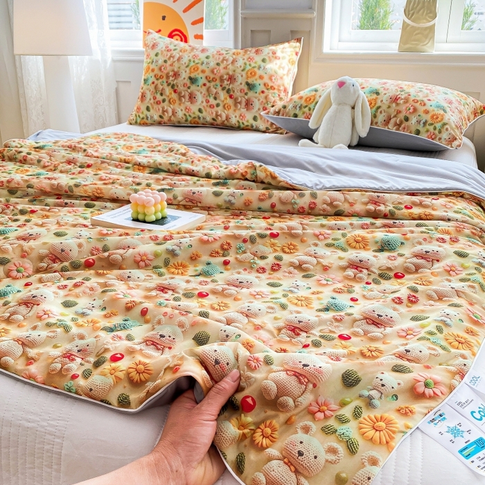 91家纺网 家纺一手货源 找家纺 （总）益多眠 2025新款5D印花凉感丝浮雕立体夏被