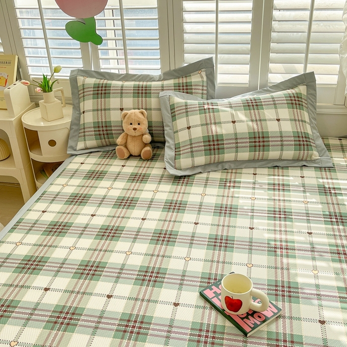 91家纺网 家纺一手货源 找家纺 星座家纺 2025新款复合提花凉感丝凉席三件套平铺款 水木年华