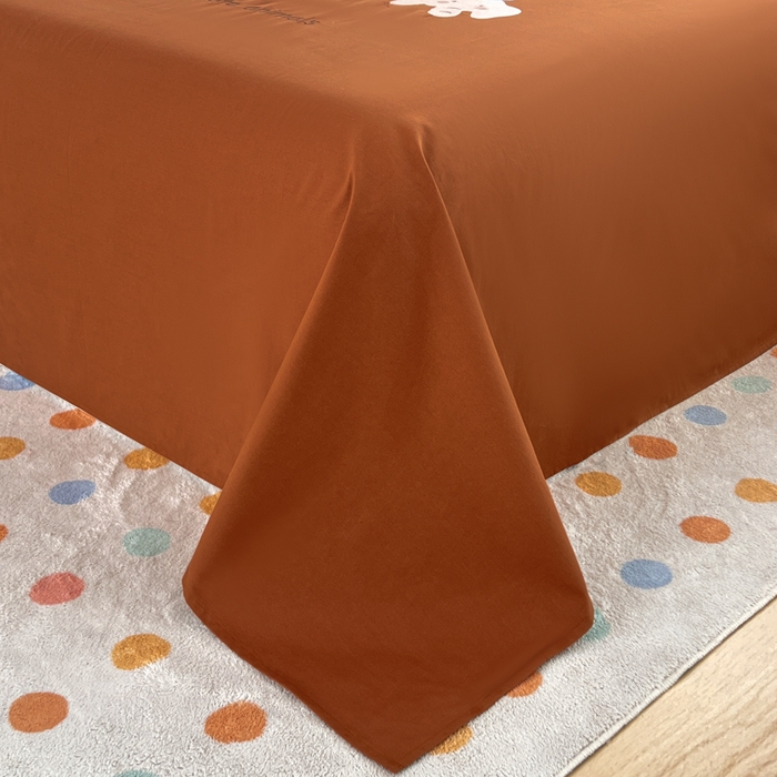 91家纺网 家纺一手货源 找家纺 曼町家居 2025春夏新款40支全棉纯棉水洗棉刺绣四件套 元气星喵-复古咖