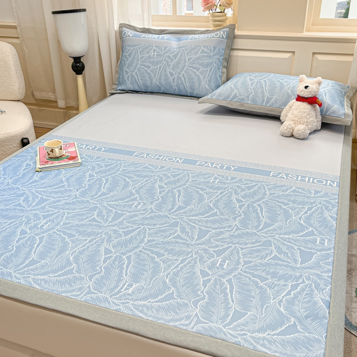 91家纺网 家纺一手货源 找家纺 （总）星座家纺 2025新款复合提花凉感丝凉席三件套平铺款