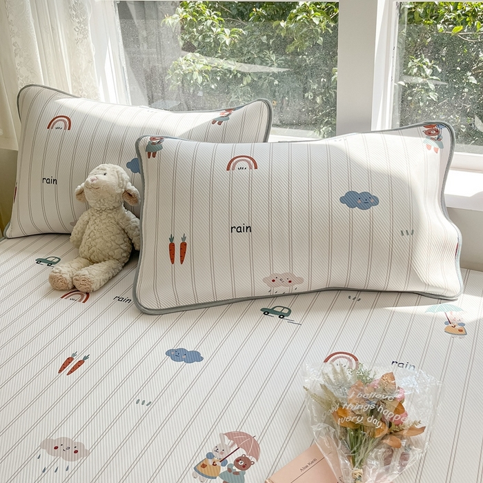 91家纺网 家纺一手货源 找家纺 星座家纺 2025新款复合提花凉感丝凉席三件套床笠款 悠悠小元-床笠款