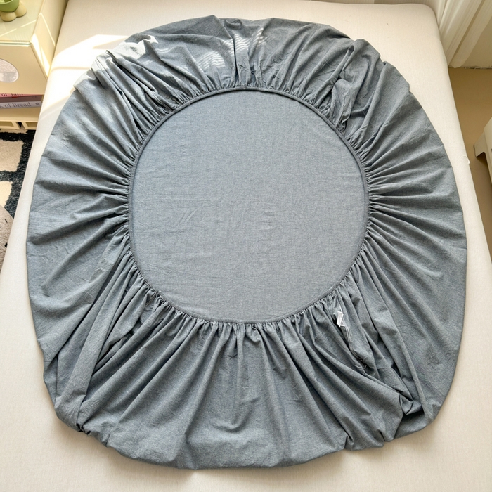 91家纺网 家纺一手货源 找家纺 丽涵家纺 丽涵新品 全棉色织水洗棉单品床笠-床笠三件套 深灰色