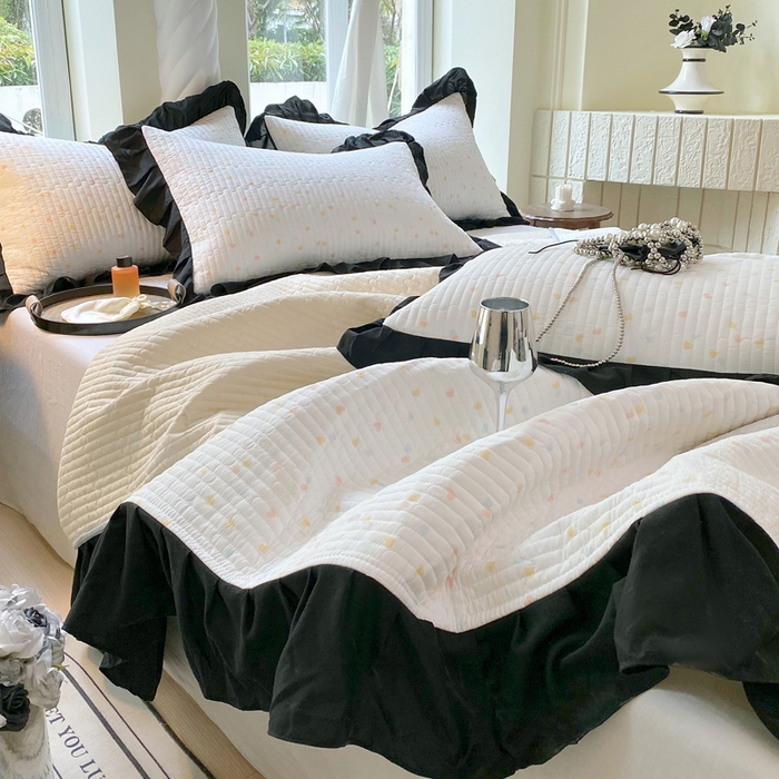 91家纺网 家纺一手货源 找家纺 （总）老k2025新款亲肤舒适水洗棉花边床盖三件套