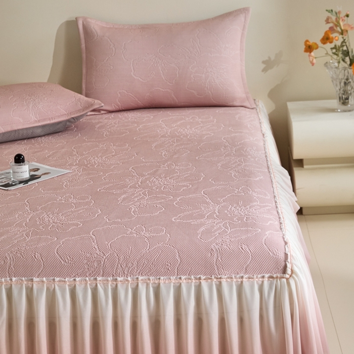 91家纺网 家纺一手货源 找家纺 （总）卡初家居（原微来） 2025新款乙纶冰豆豆渐变色床裙款凉席席子