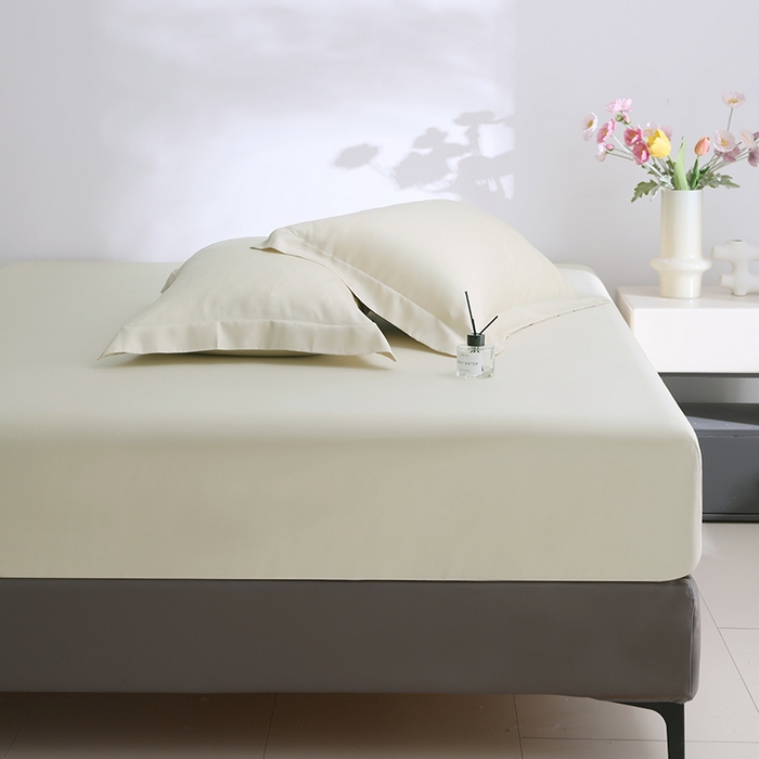 91家纺网 家纺一手货源 找家纺 寝柔2025春夏新款50S纯色天丝床笠单件席梦思床垫棕垫保护套凉感（有质检报告） 仙米色