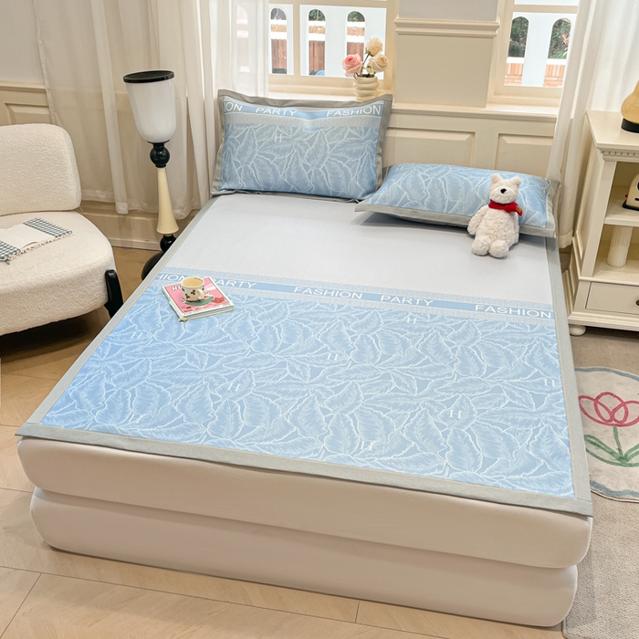 91家纺网 家纺一手货源 找家纺 （总）星座家纺 2025新款复合提花凉感丝凉席三件套平铺款