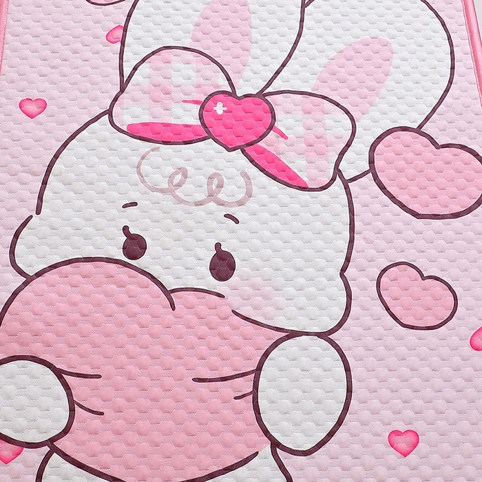 91家纺网 家纺一手货源 找家纺 八零年代  2025新款3D凉豆豆大版卡通儿童凉席夏被三件套冰豆豆凉席 凉豆豆 爱心小兔