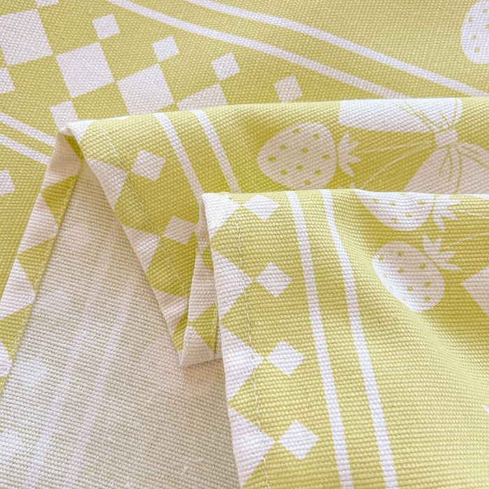 91家纺网 家纺一手货源 找家纺 爱彼家纺 2025新款热门卡通条纹原棉老粗布凉席床单 草莓格绿