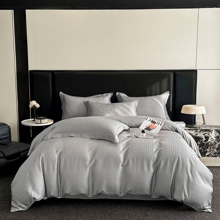 91家纺网 家纺一手货源 找家纺 （总） 慕晨 2025新款莱赛尔提花四件套高级简奢款天丝4件套直播热款