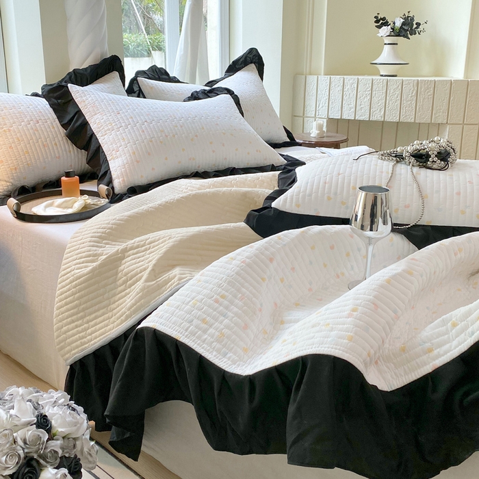 91家纺网 家纺一手货源 找家纺 （总）老k2025新款亲肤舒适水洗棉花边床盖三件套