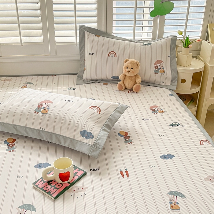 91家纺网 家纺一手货源 找家纺 星座家纺 2025新款复合提花凉感丝凉席三件套平铺款 悠悠小元