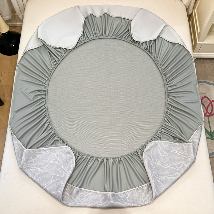 91家纺网 家纺一手货源 找家纺 星座家纺 2025新款复合提花凉感丝凉席三件套床笠款 叶之语-灰 床笠款