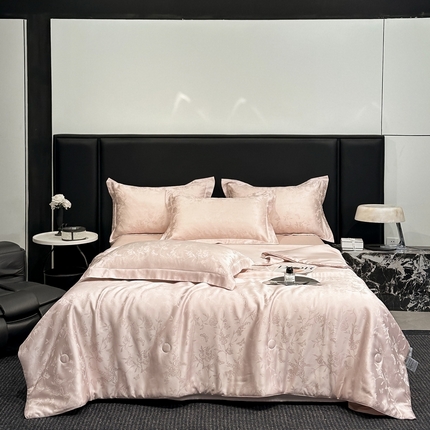 91家纺网 家纺一手货源 找家纺  慕晨 2025新款莱赛尔提花四件套高级简奢款天丝夏被4件套直播热款 亚菲