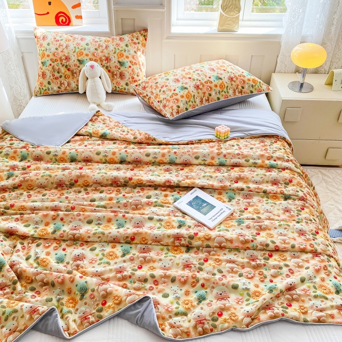 91家纺网 家纺一手货源 找家纺 （总）益多眠 2025新款5D印花凉感丝浮雕立体夏被