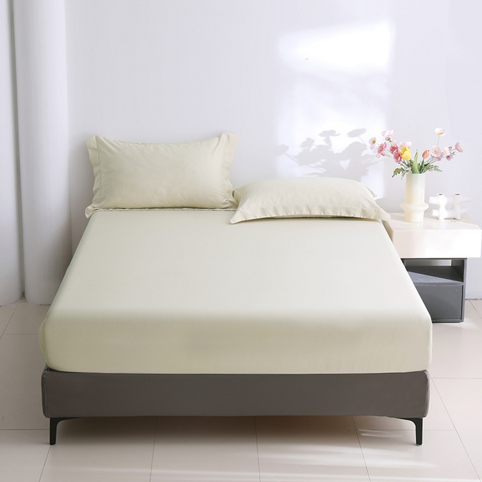 91家纺网 家纺一手货源 找家纺 寝柔2025春夏新款50S纯色天丝床笠单件席梦思床垫棕垫保护套凉感（有质检报告） 仙米色