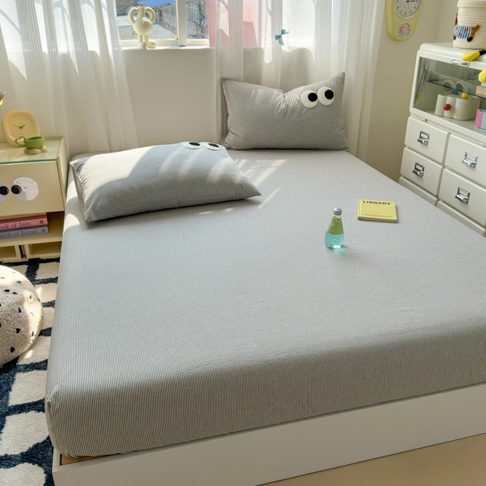 91家纺网 家纺一手货源 找家纺 丽涵家纺 丽涵新品 全棉色织水洗棉单品床笠-床笠三件套 黑密条