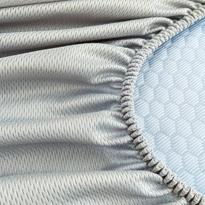 91家纺网 家纺一手货源 找家纺 静缘分2025新款直播爆款凉豆豆冰丝凉席三件套床笠款可水洗机洗夏季凉感冰豆豆空调席软席子 宝贝熊-蓝