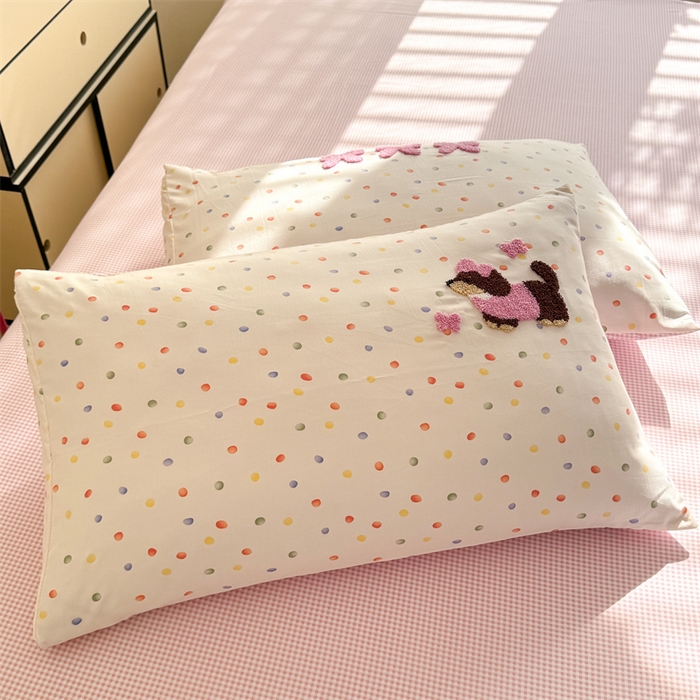 91家纺网 家纺一手货源 找家纺 多品 2025春夏新款水洗棉毛巾绣卡通系列被套单件-单被套 心愿狗